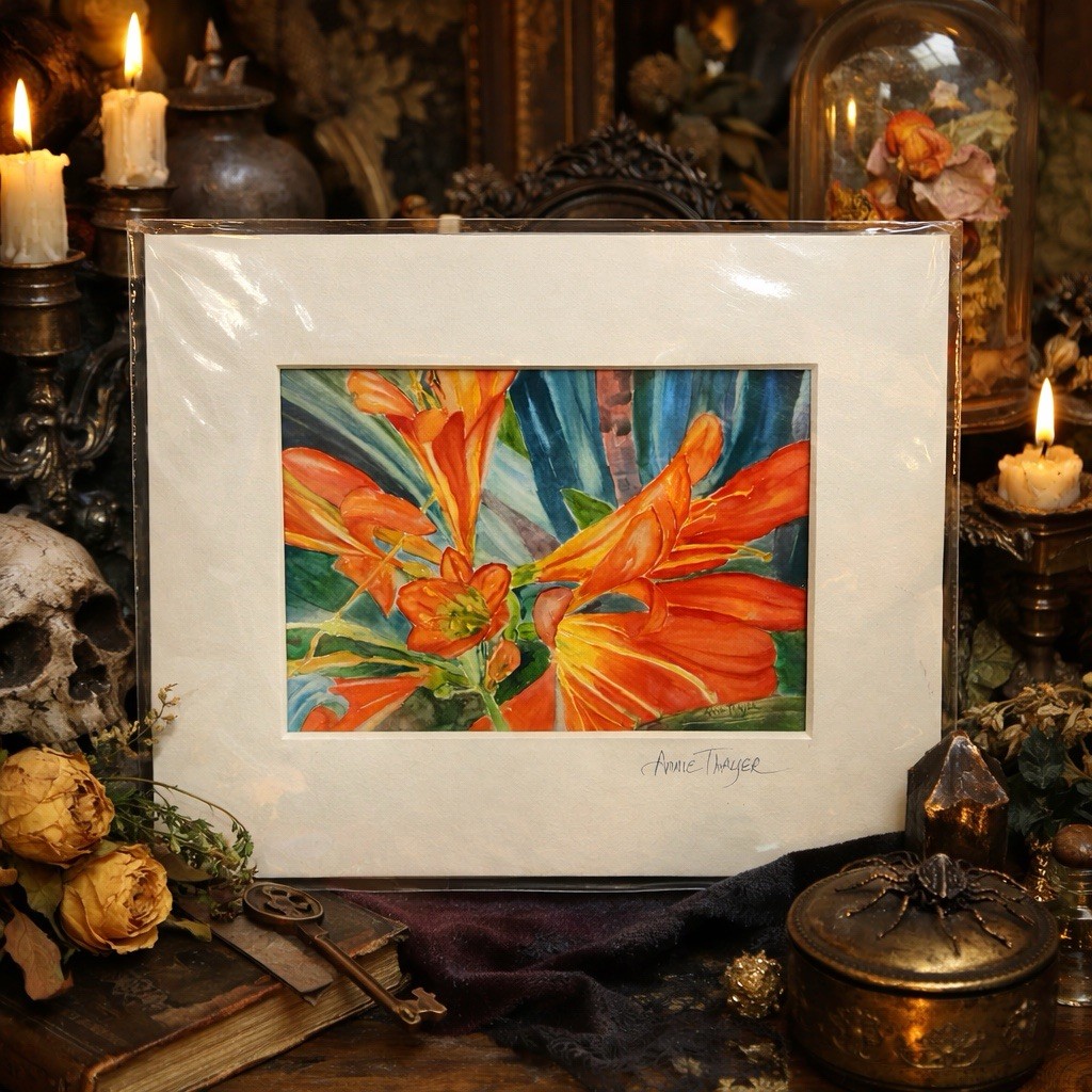 Original Annie Thayer Signed Watercolor Painting Botanical Floral Lily Art