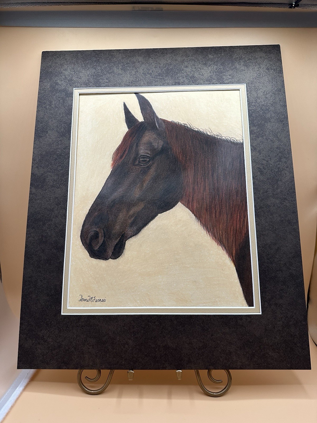 Original Charcoal Horse Art equestrian western charcoal, Signed, Matted-11”x 14”