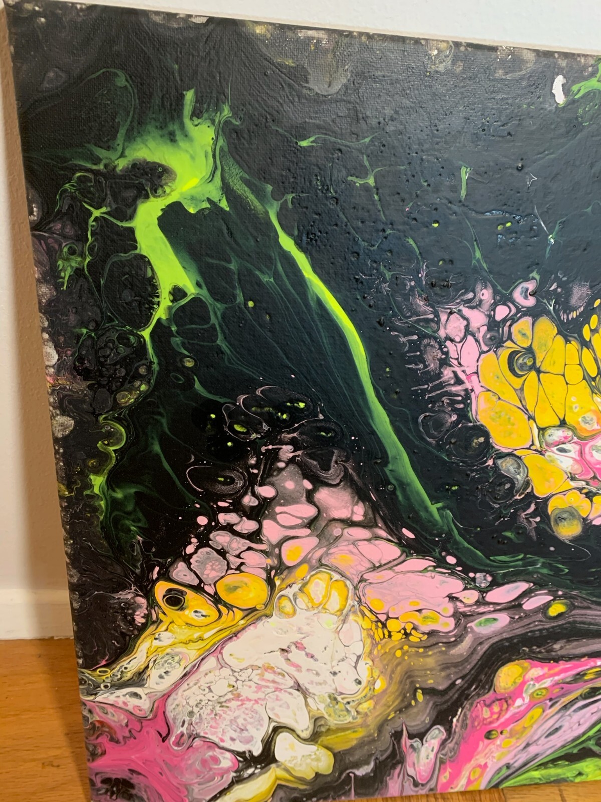 Floral Acrylic Painting – 16 X 20 Inches – Pink And Yellow – Original
