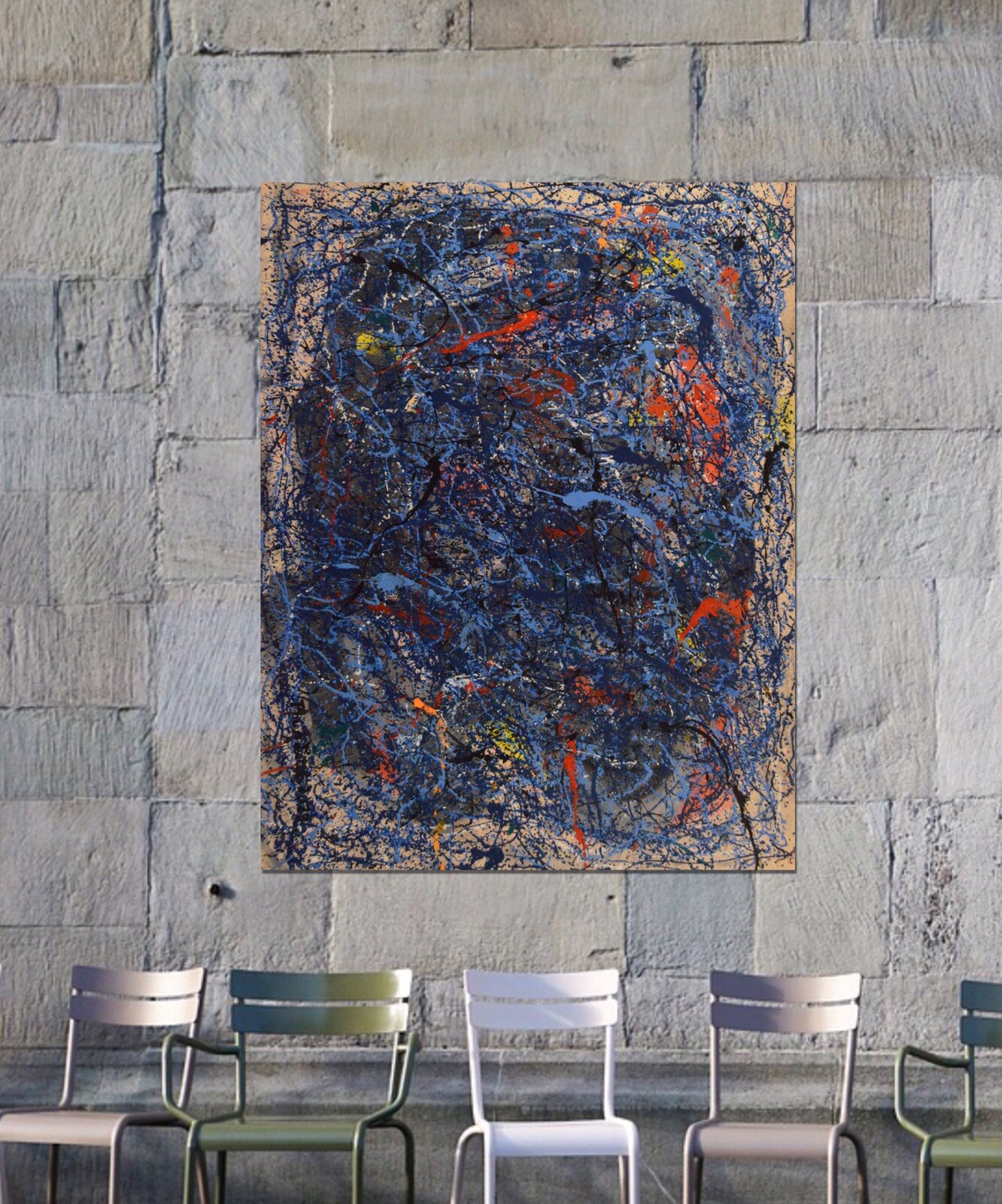 Jackson Pollock style canvas￼￼￼ Painting 81” X 62” XL (6ft. 9in.)Abstract,Modern
