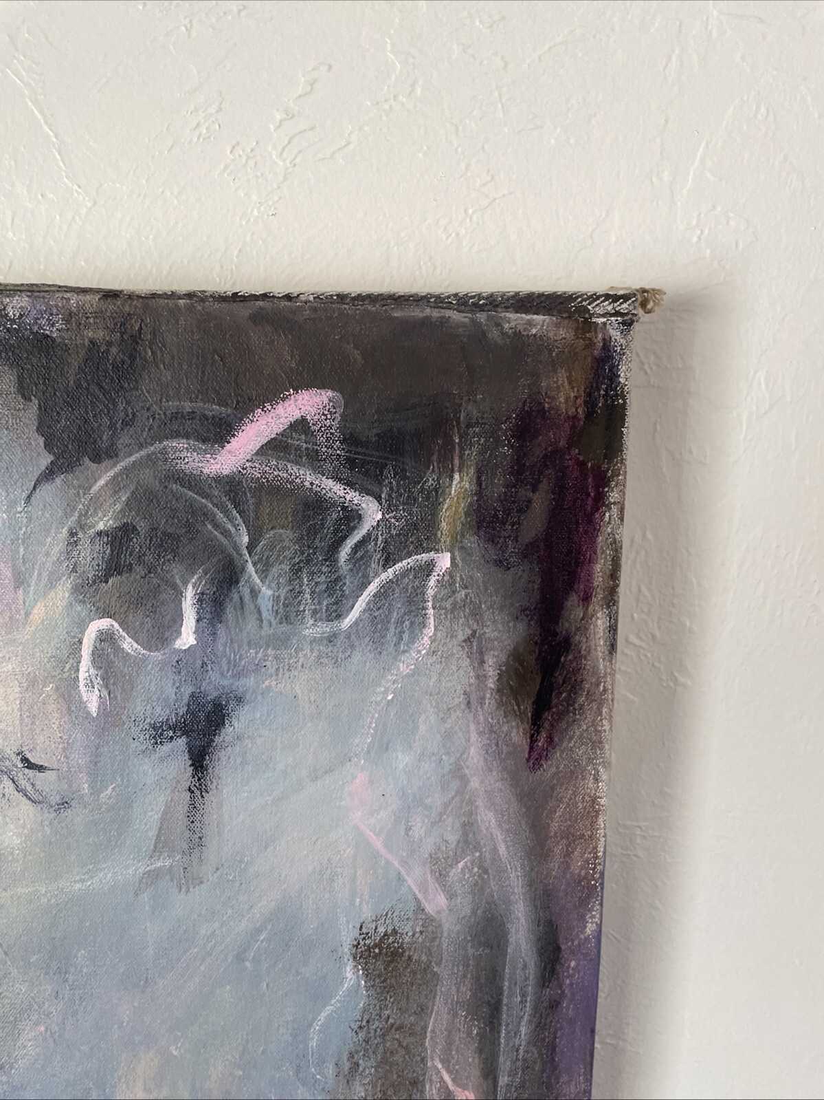 Vintage Figural Female Expressionist Abstract Painting 24×36″ signed Hayden