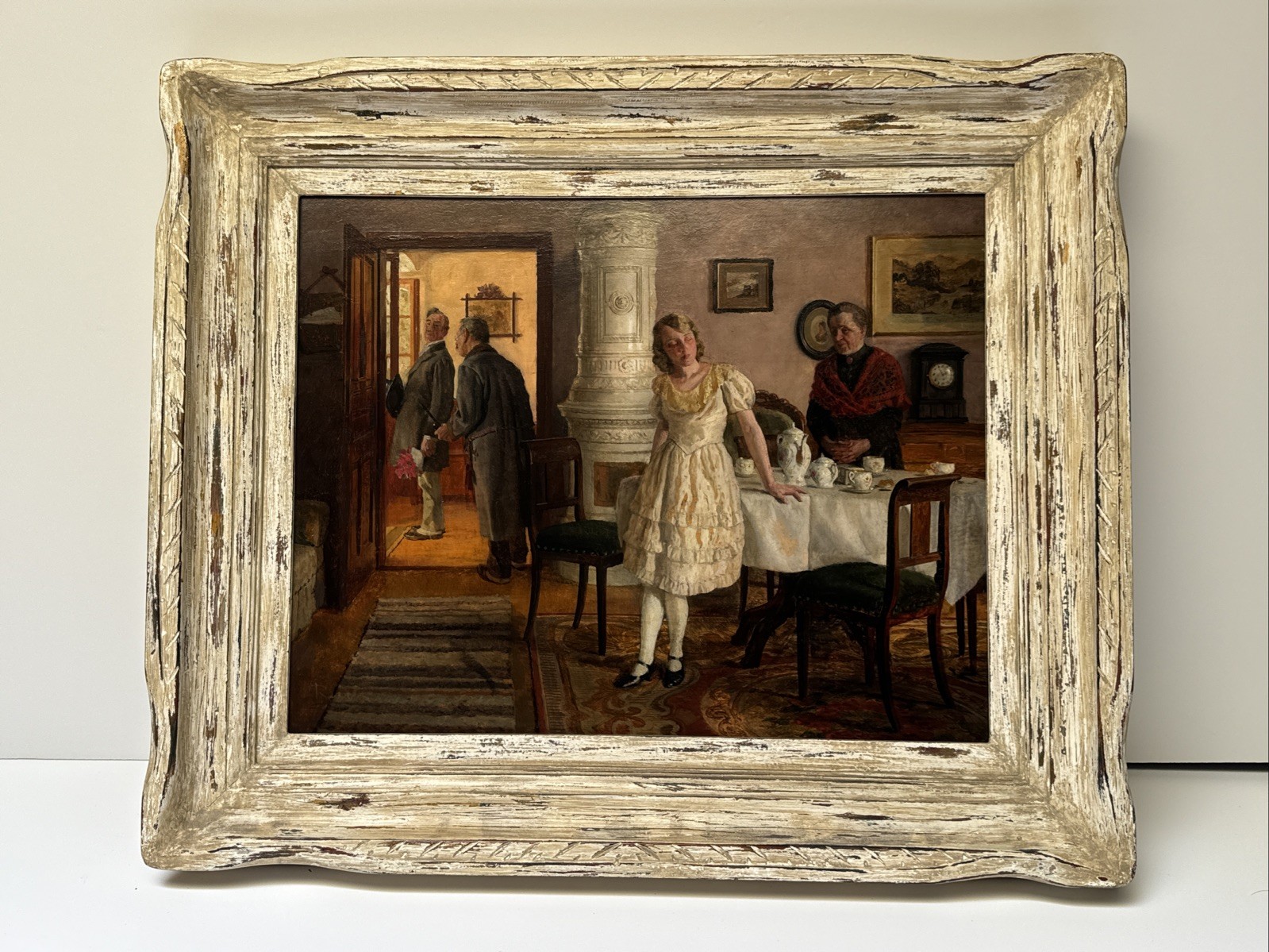Antique Painting Masterpiece Portrait Interior Listed Famous Pretty Woman Female