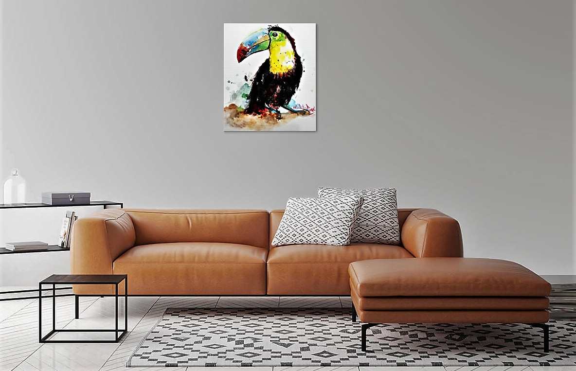 Toucan Painting on Canvas – Watercolor Giclee Art Bird Animal Wildlife 12X18
