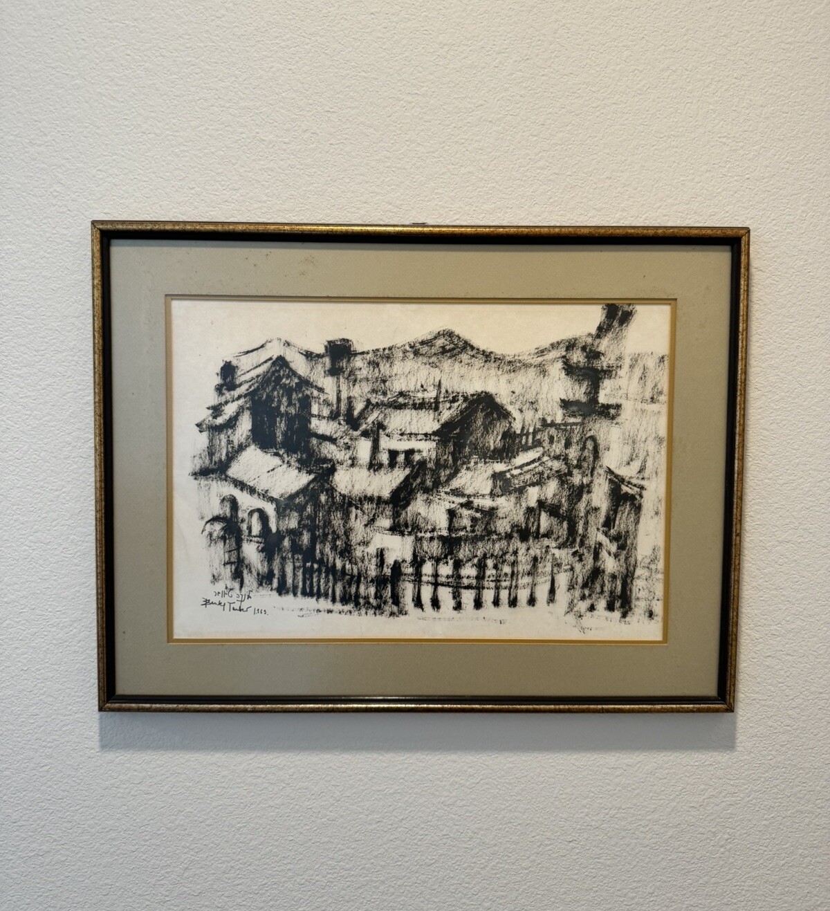 BLANKA TAUBER (1910-1989), Pastel on Paper, City of Safed Houses , Signed , 1969