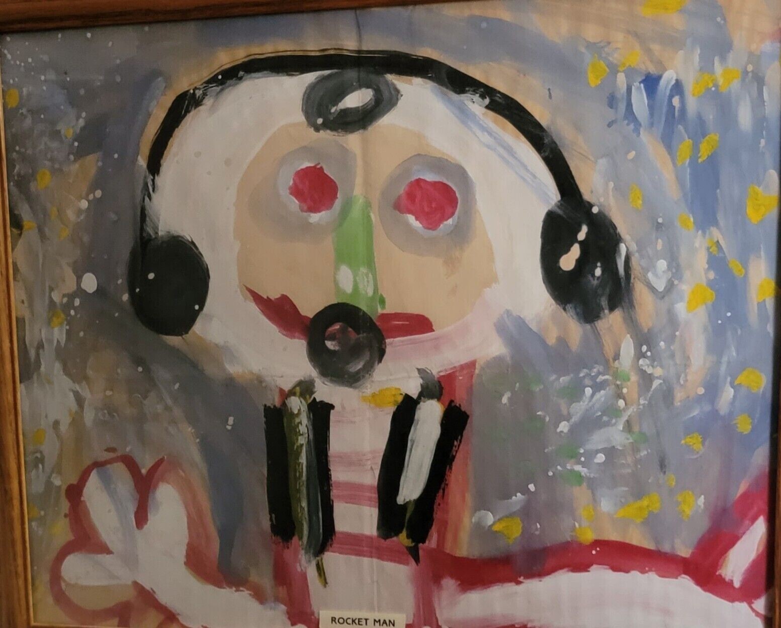 1969 Apollo 8 & 9 missions inspire «Rocketman» Original Painting tempra on paper