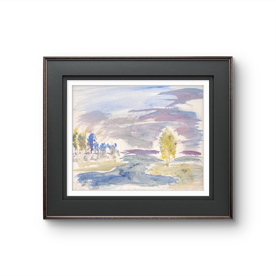 Modern Expressionist Original Abstract Paper 11×14 Trees Landscape, Basil Arts