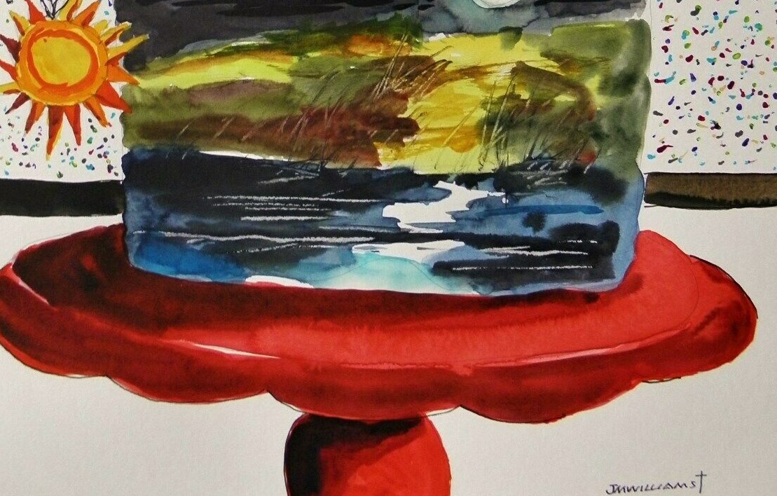Original Bakery Sketch Cake Food Watercolor Impressionism