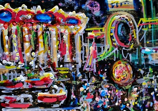 ORIGINAL ACEO Painting CARNIVAL Fair Amusement Park Ocean City Rides Fun ATC ART