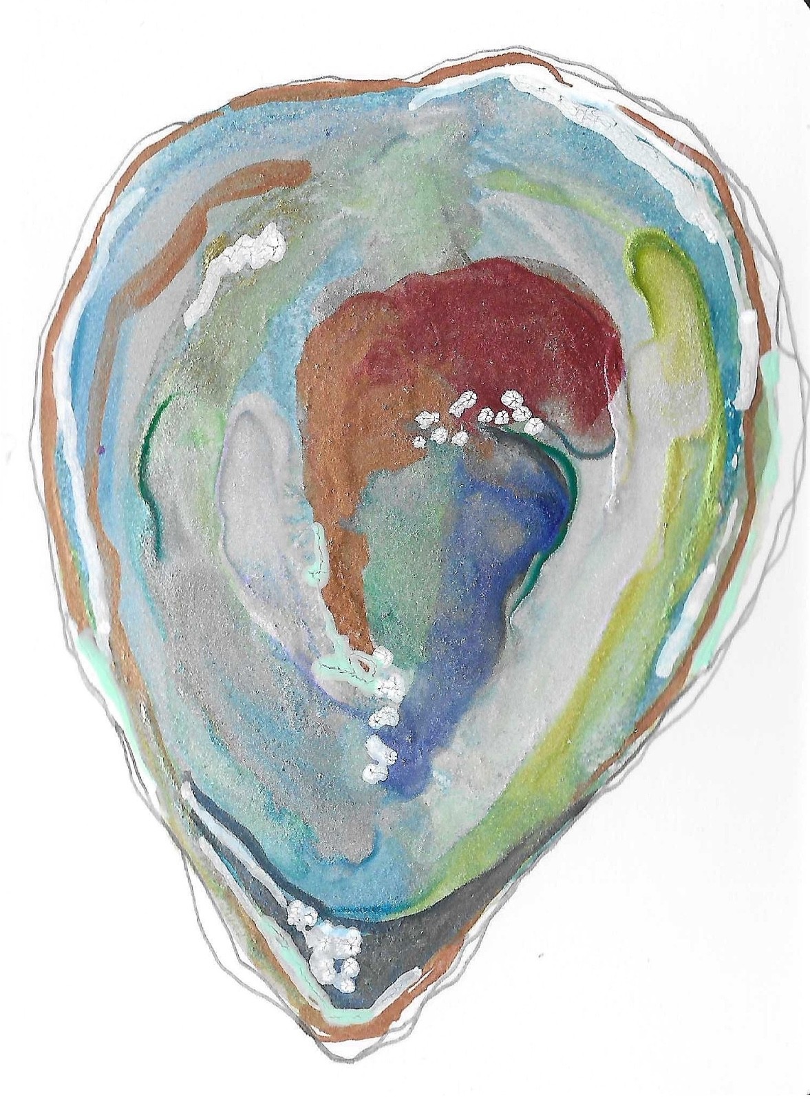 ACEO Oyster Watercolor Painting «Gay Little Oyster» Pride Series 5/100