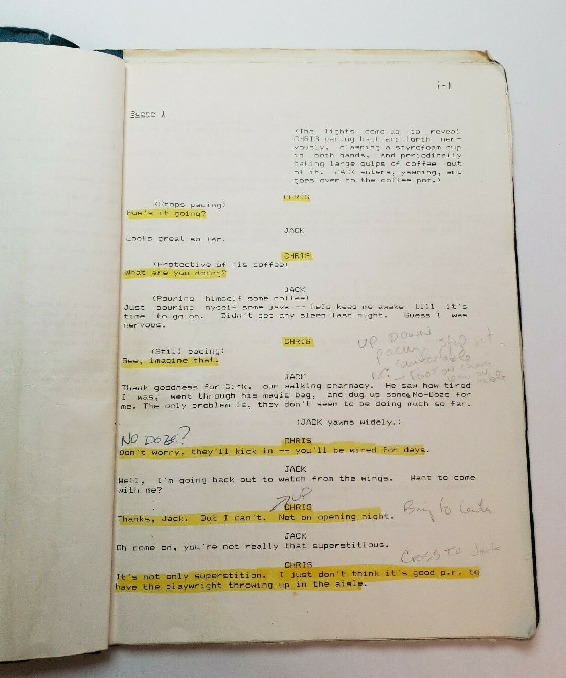 OPENING NIGHT / Stewart Margolis 1985 Play Script in ONE ACT, Los Angeles