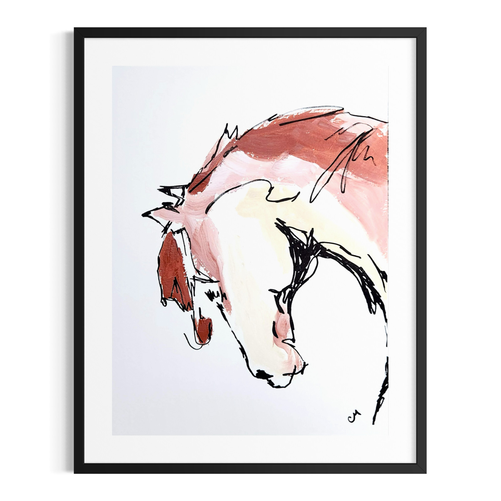 Original Abstract Horse 9×12 Painting Acrylic Earth Tones Wall Art Living Room