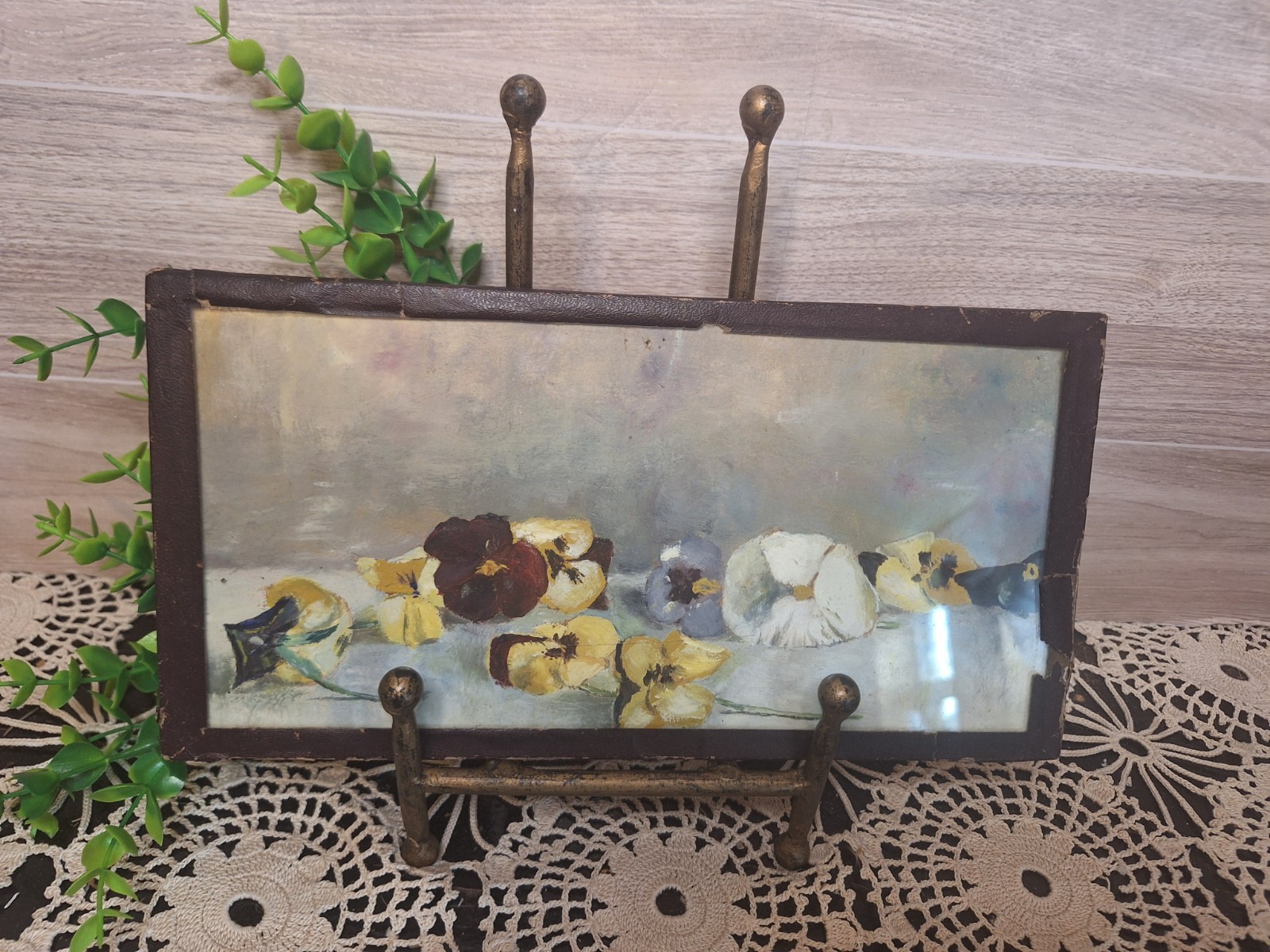 Antique Framed Pansy Oil Painting, Wall Art, Wall decor,Cottage core, Gallery…