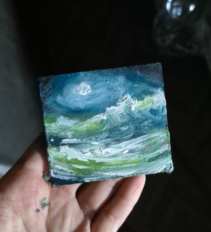 Original Abstract Expressionism Landscape 3x3in Acrylic Painting Diana Werner