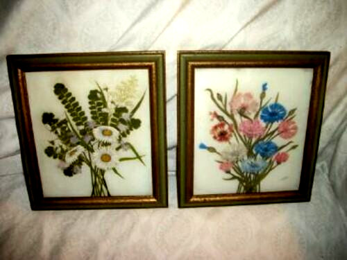 Hollywood Regency Floral Oil Painting On White Glass Pr Great Detail Mid Century