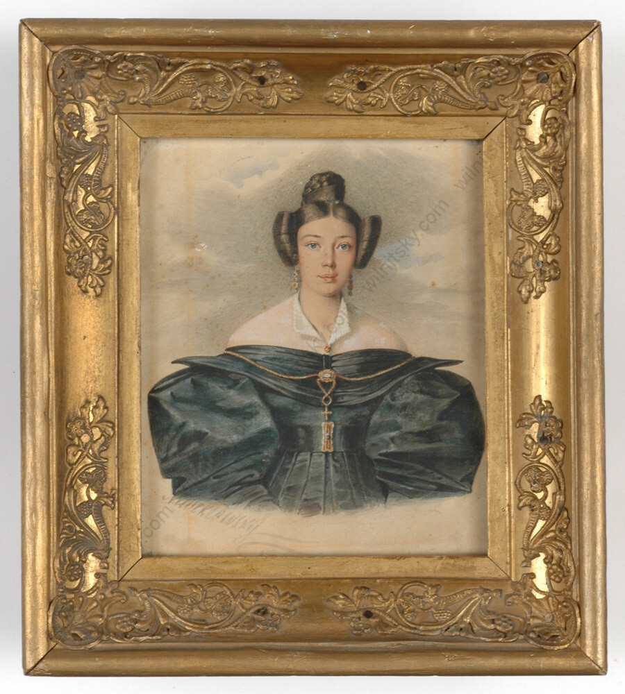 Joseph Newelowsky (act. in Vienna) «Portrait of a Young Lady», Watercolor, 1836