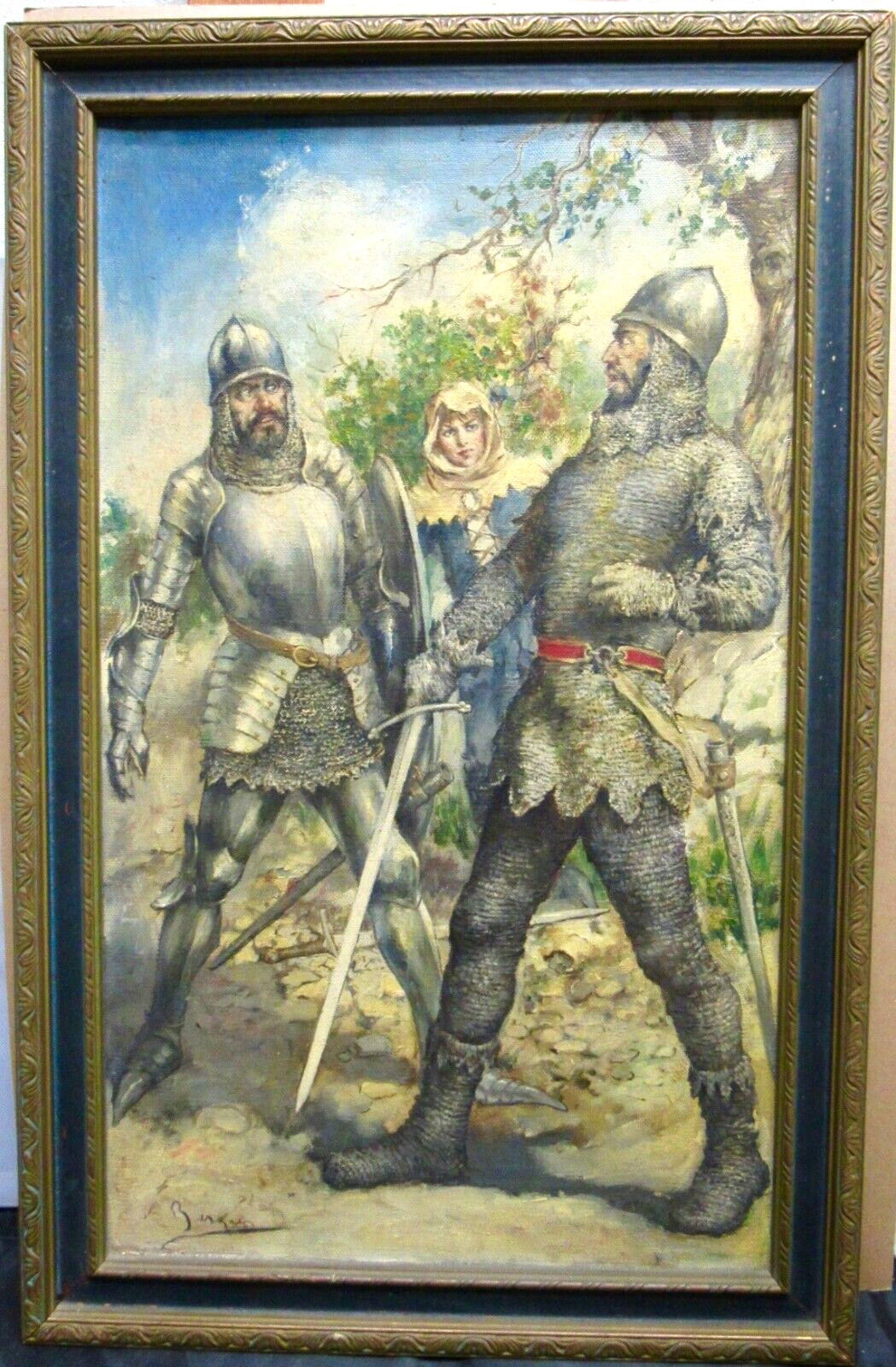ORIGINAL KNIGHTS PAINTING WILLIAM MERRITT BERGER GILES OF THE STAR BOOK 1928