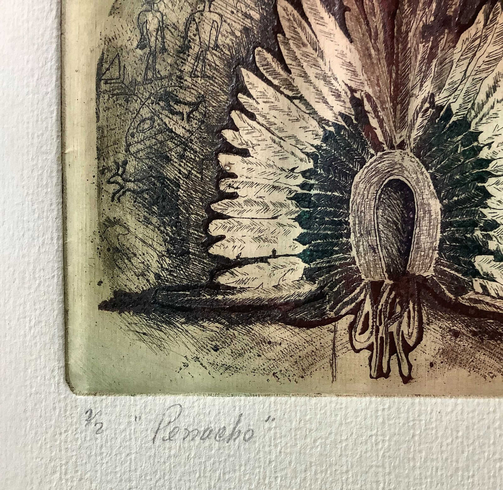 Parrata. Chalcography. Penacho, ca 1975. Original signed. Numbered