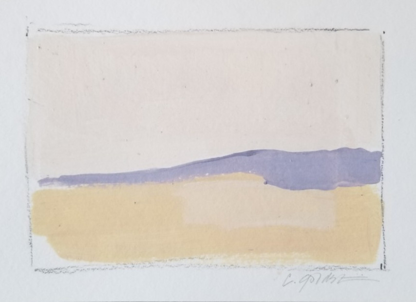 Original Acrylic Painting on Watercolor Paper Minimalist Landscape Signed Art