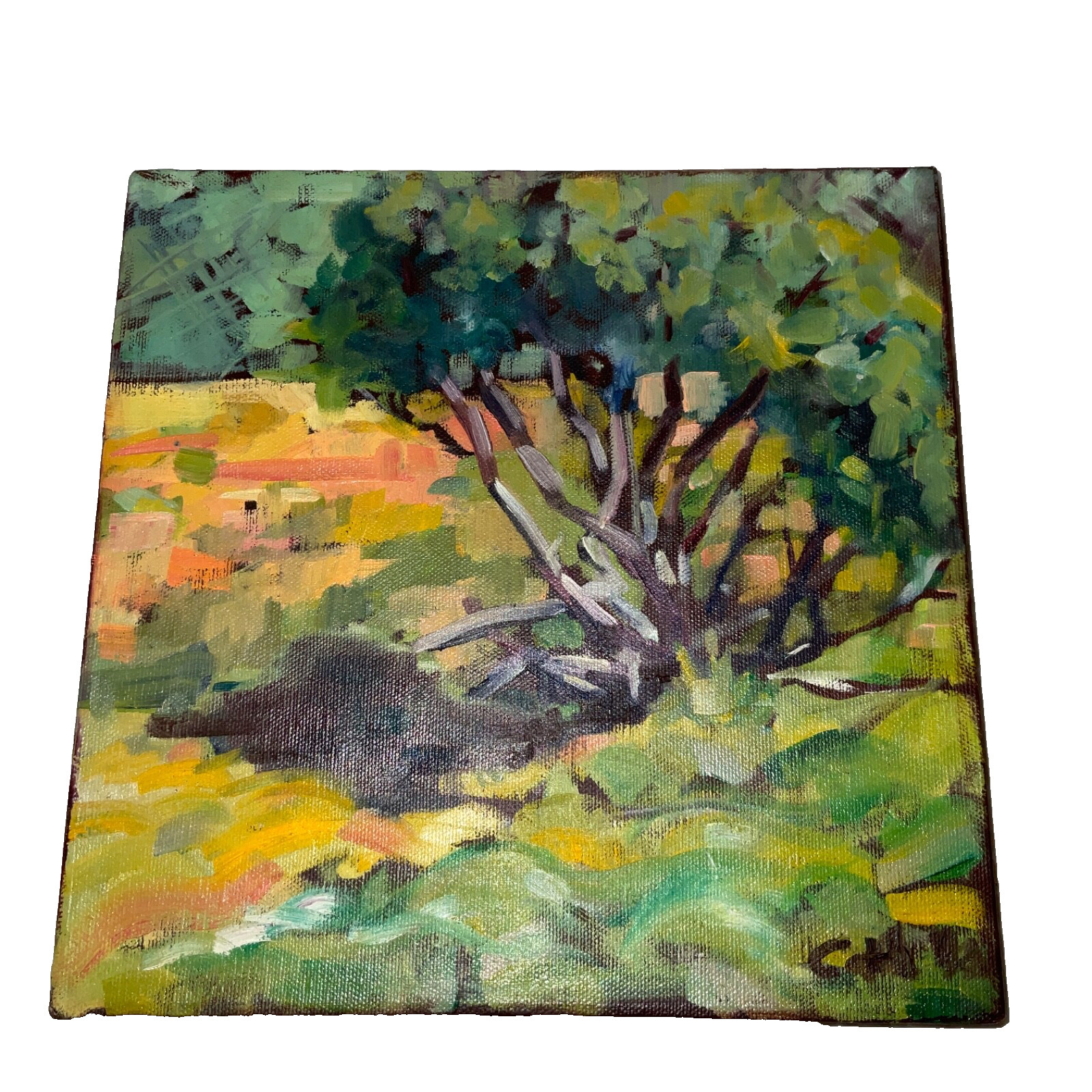 Impressionist landscape original acrylic PAINTING trees signed wall art modern