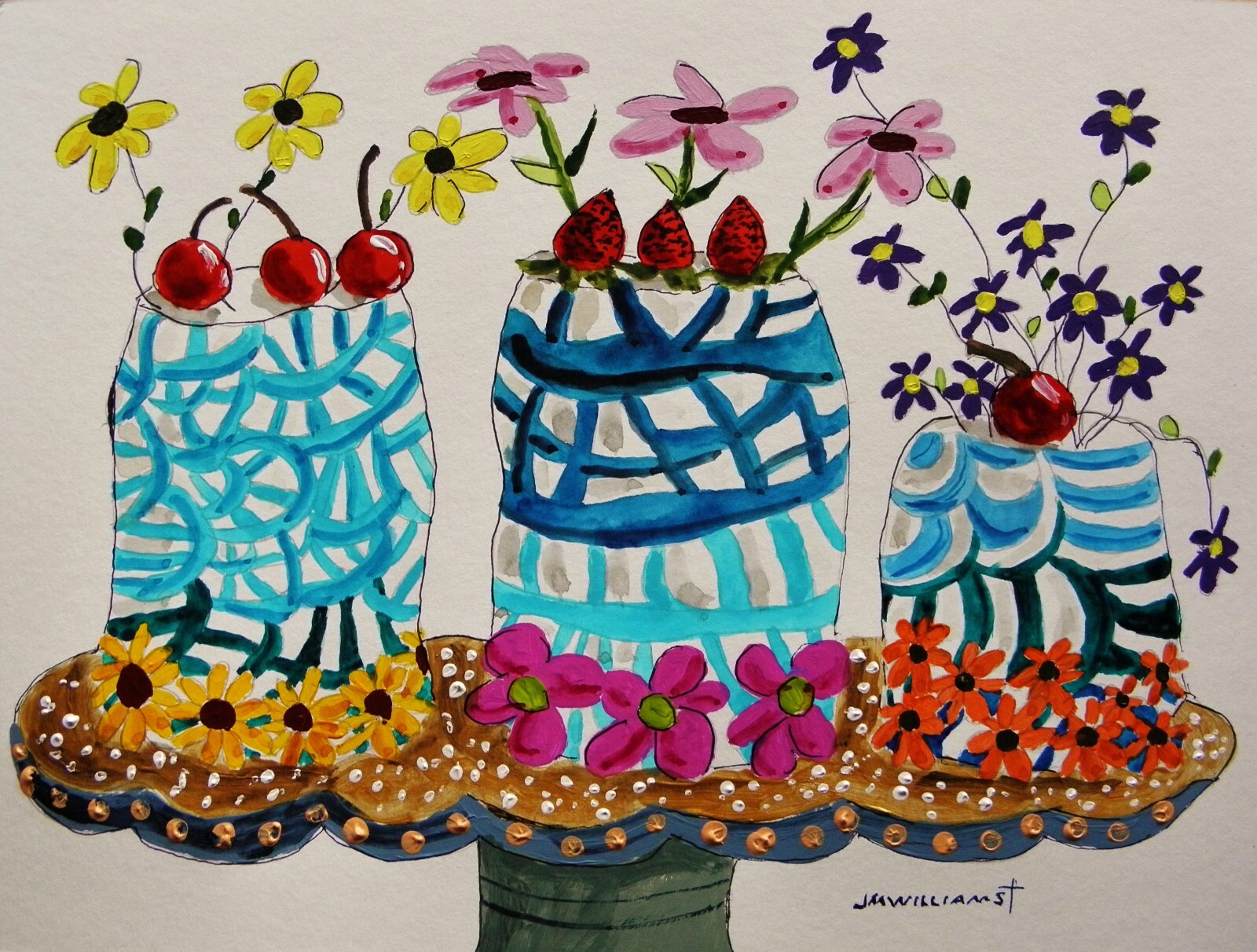 Original Bakery Sketch Cake Food Watercolor Impressionism