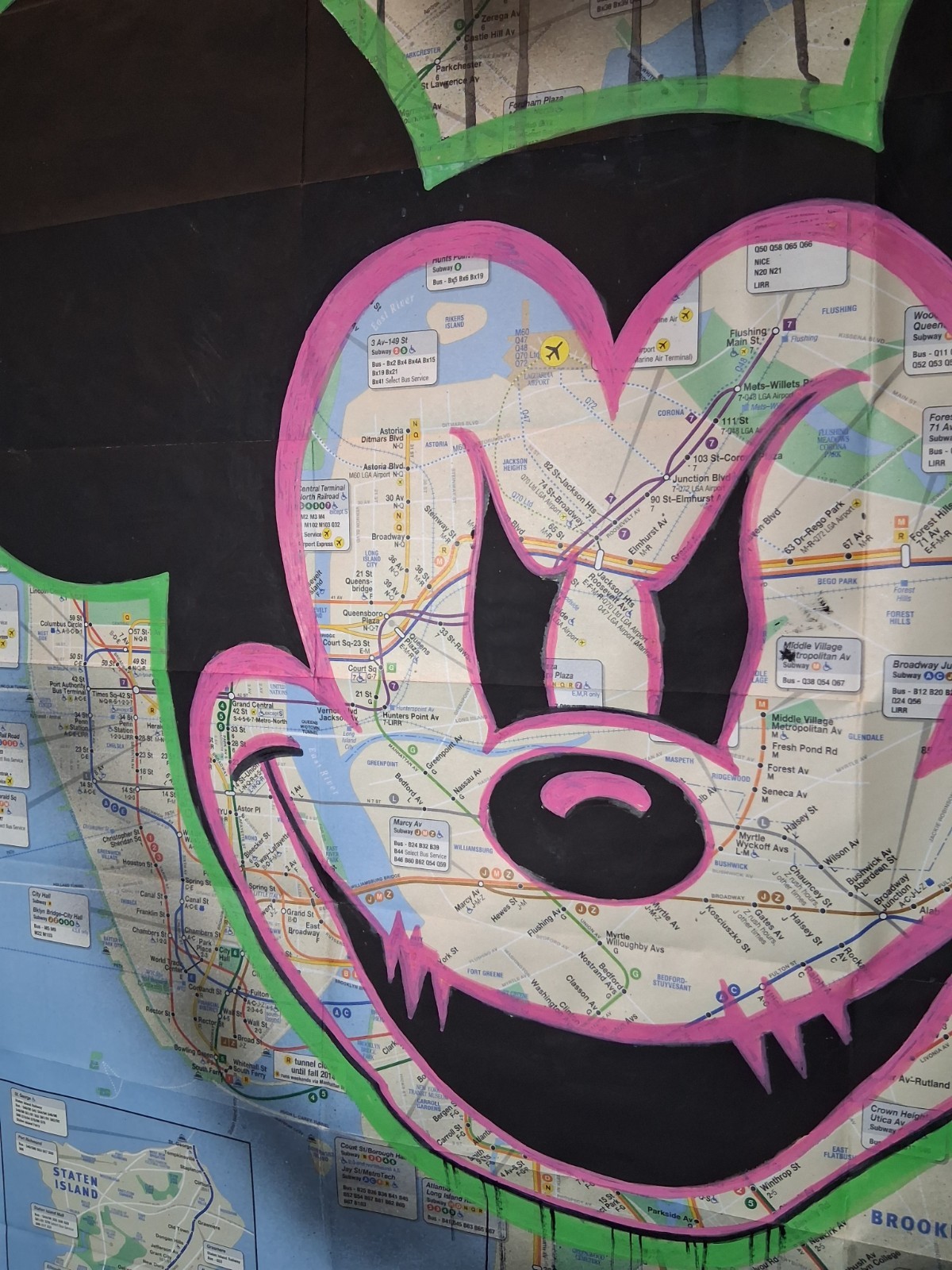 Mickey Mouse Painted On Subway Map – 23 x 34 Inches – Original NYC
