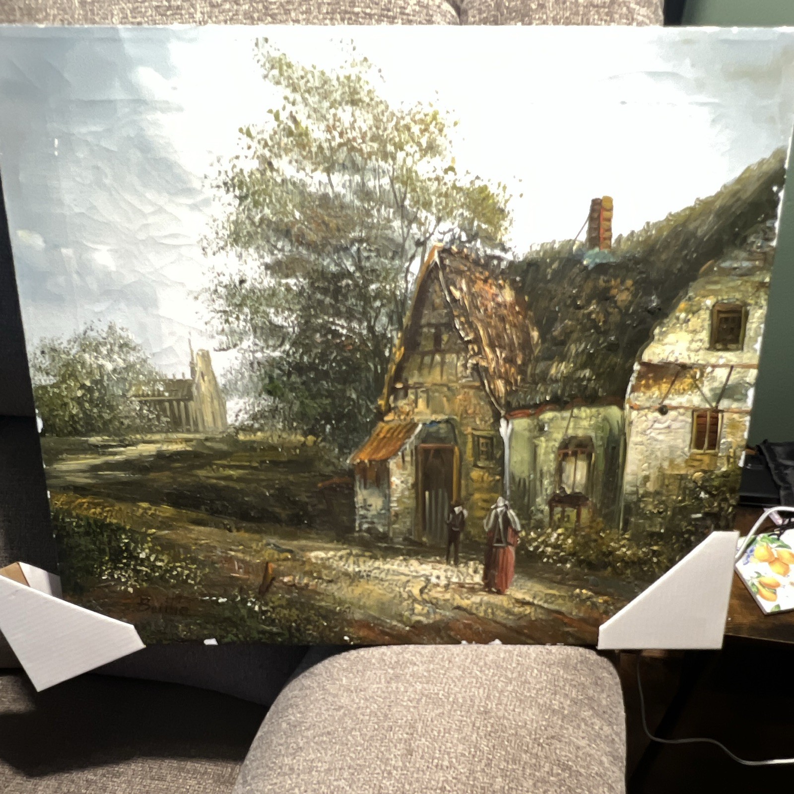 James S Baillie Canvas Painting Realism Landscape Cottage House Signed Unframed