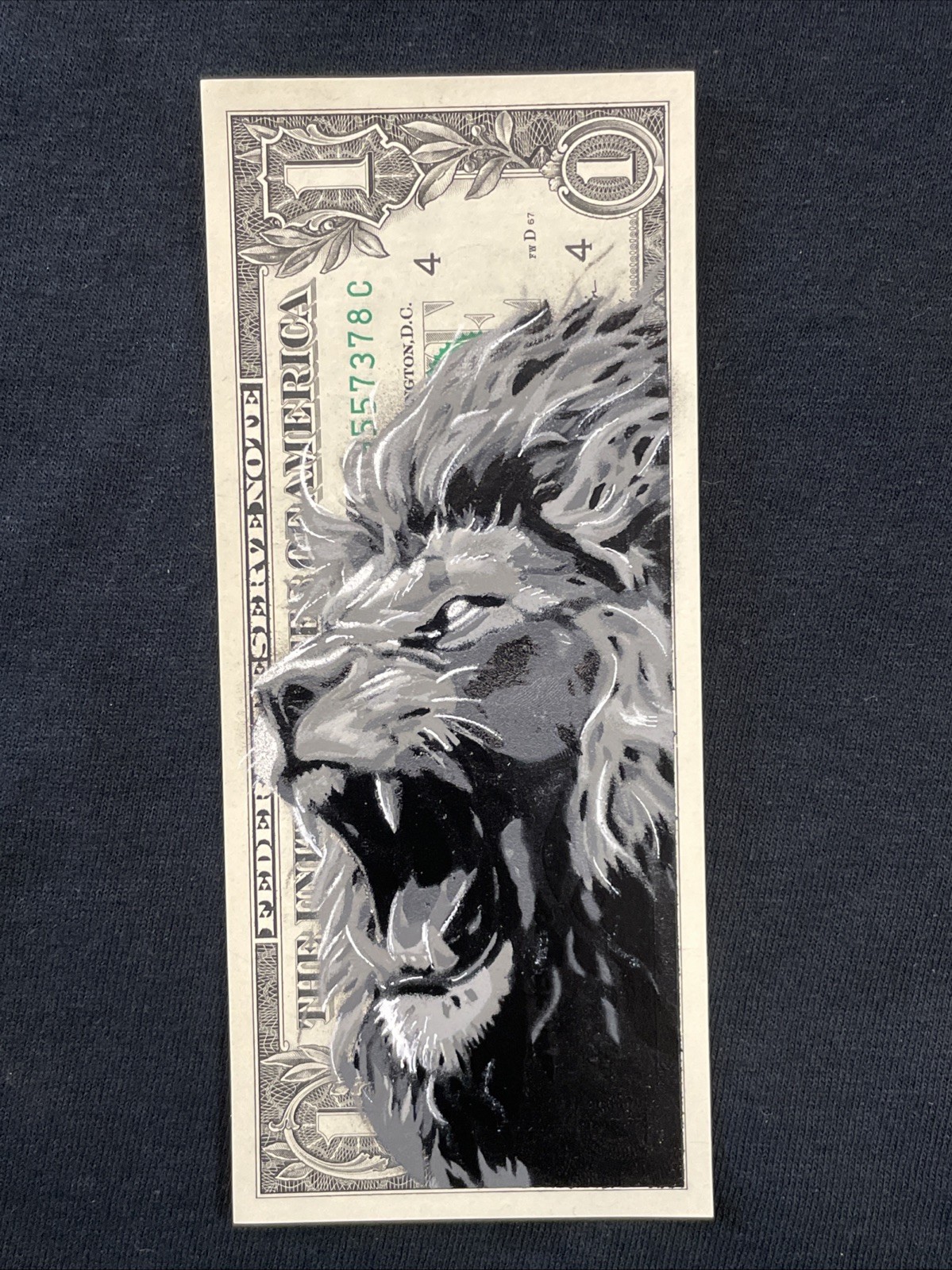 Lion 1 Dollar Bill Original painting Graffiti Art Street Art Outsider Art