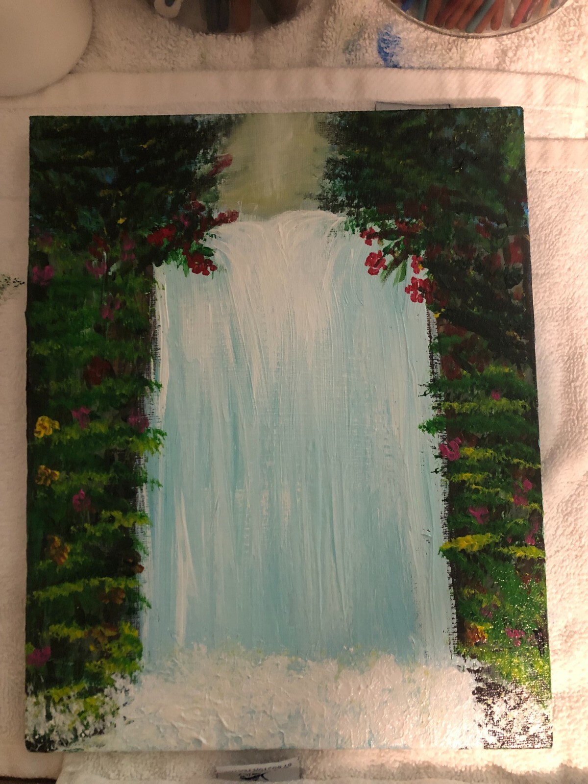 acrylic painting on flat canvas panel