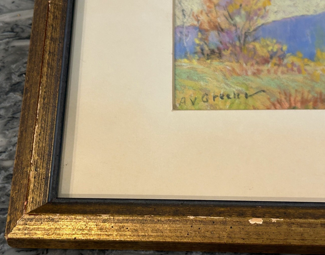 Albert Van Nesse Greene (1887 – 1971) Framed Country Landscape Pastel on Paper