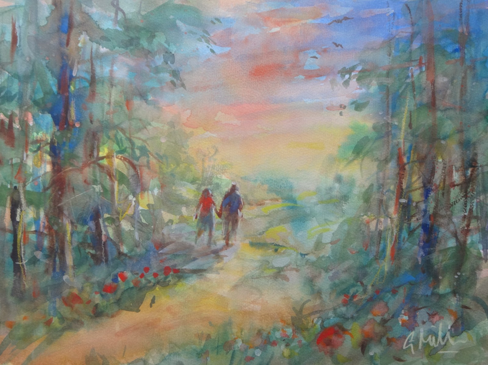 GERRY MILLER. Watercolour – «Through Forests». No frame. 32x24cm.