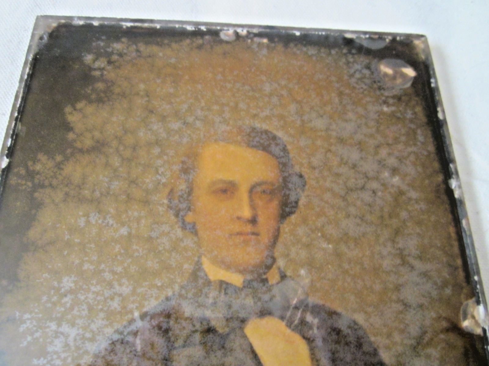 19th C RARE Full Plate Ambrotype Reverse Hand Painting 1800s Man Portrait Framed