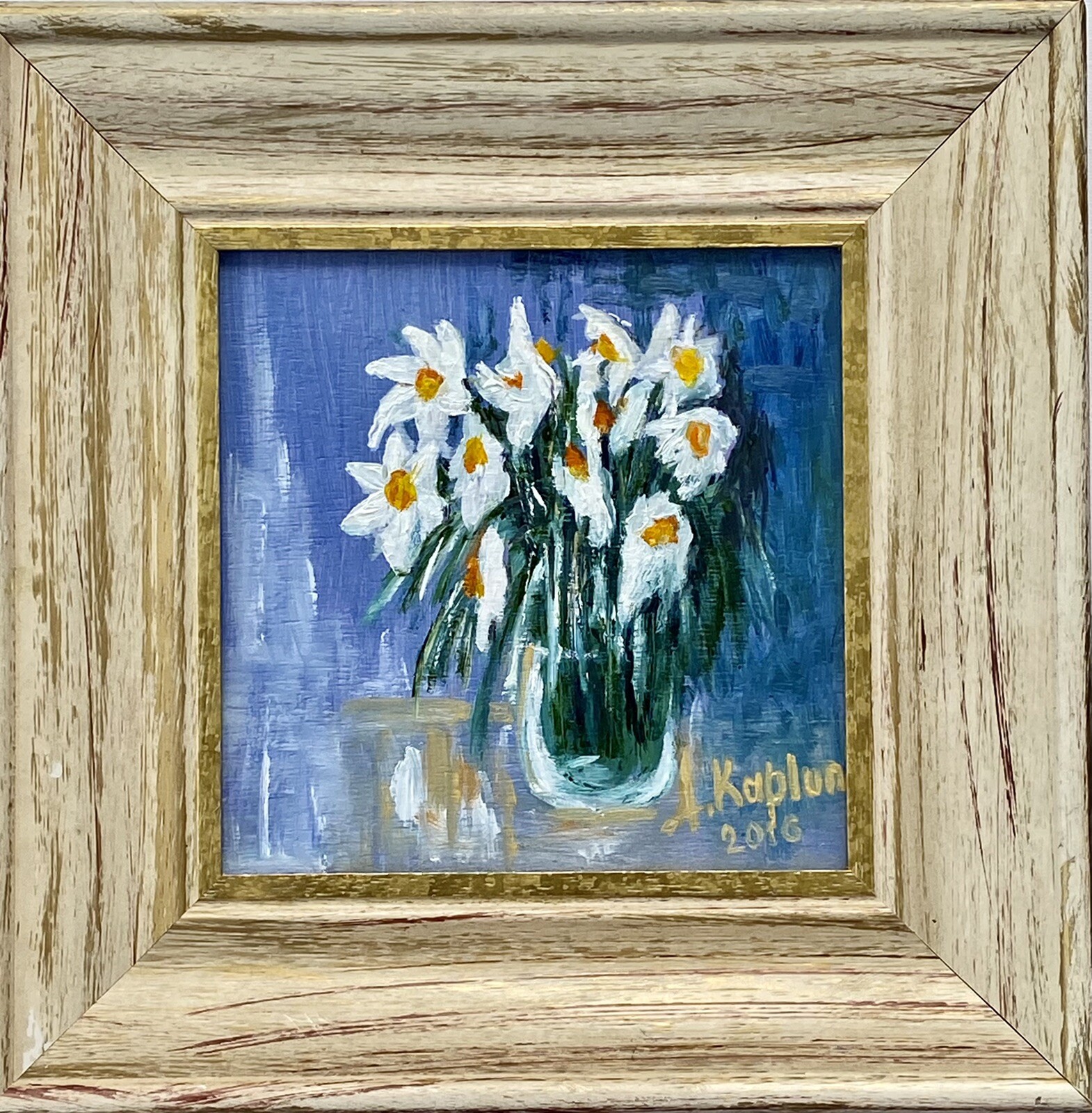 Daffodils Blossom Flowers Painting Floral Botanical Still Life Small Framed Art
