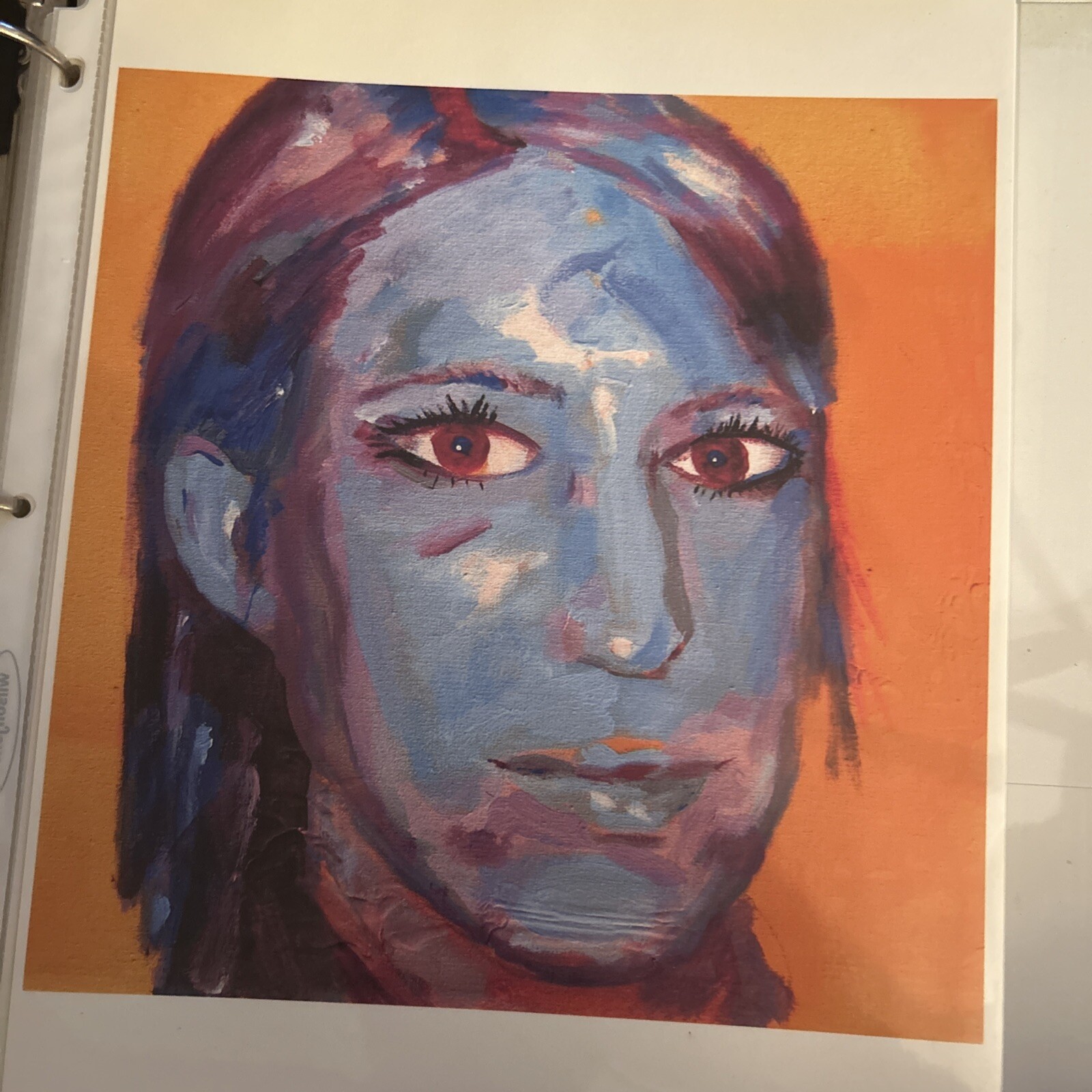 Portrait Of A Woman Abstract Matte Print Wall Art Contemporary Blue Face