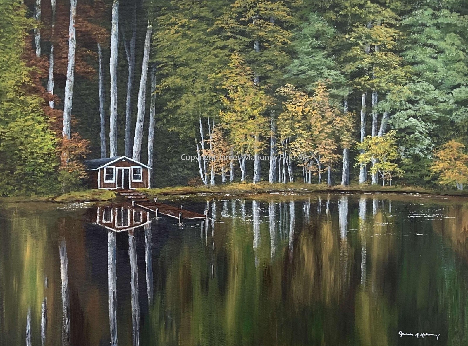 Lake Landscape 006 Original Acrylic Painting – Framed