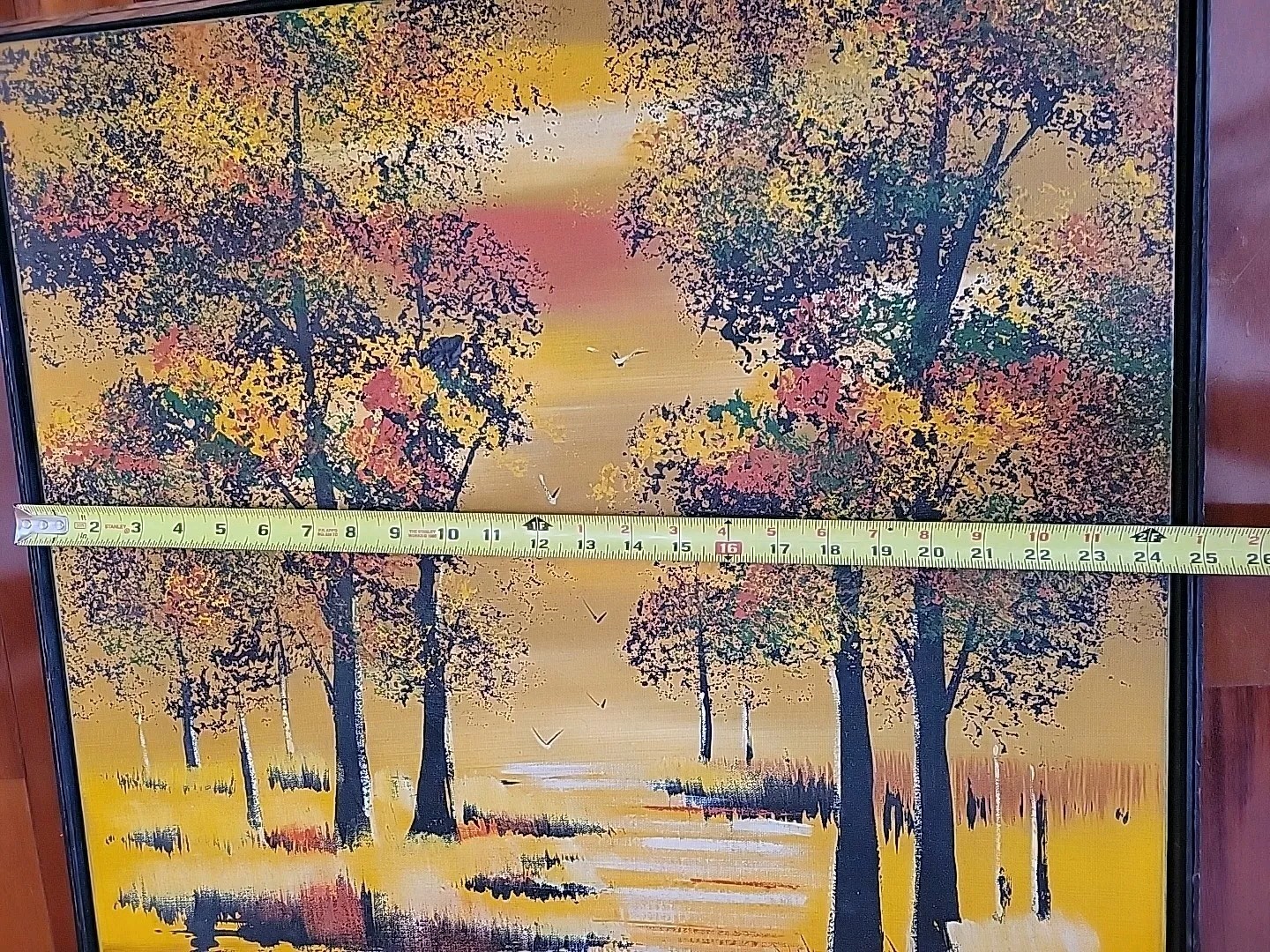 Autumn Fall Foliage Trees Nature Sunset C. Roberts Signed Oil Painting MCM READ