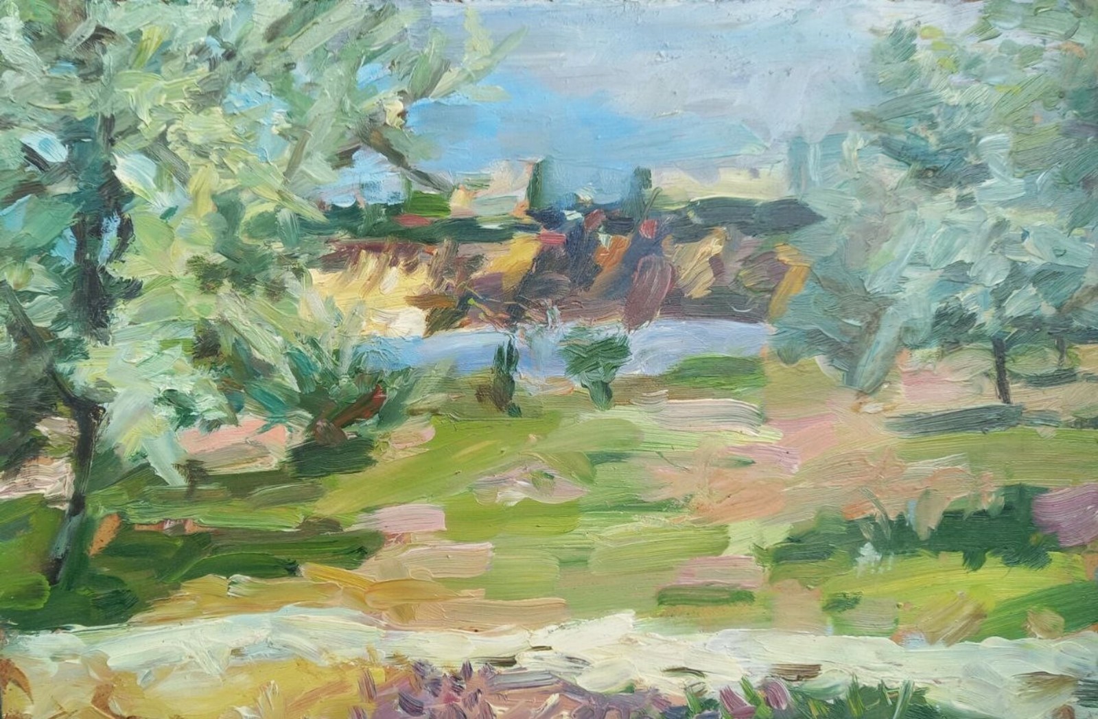 Oil painting Countryside Ukrainian painter Unframed Decor original landscape art