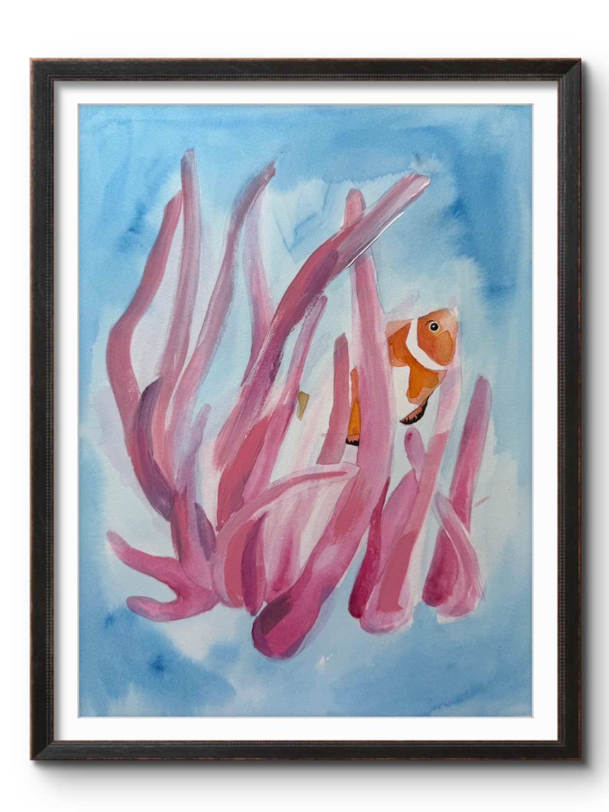 Clown Fish and Coral 9×12 Original Watercolor #52 COLUMNS PAPER Fine Art