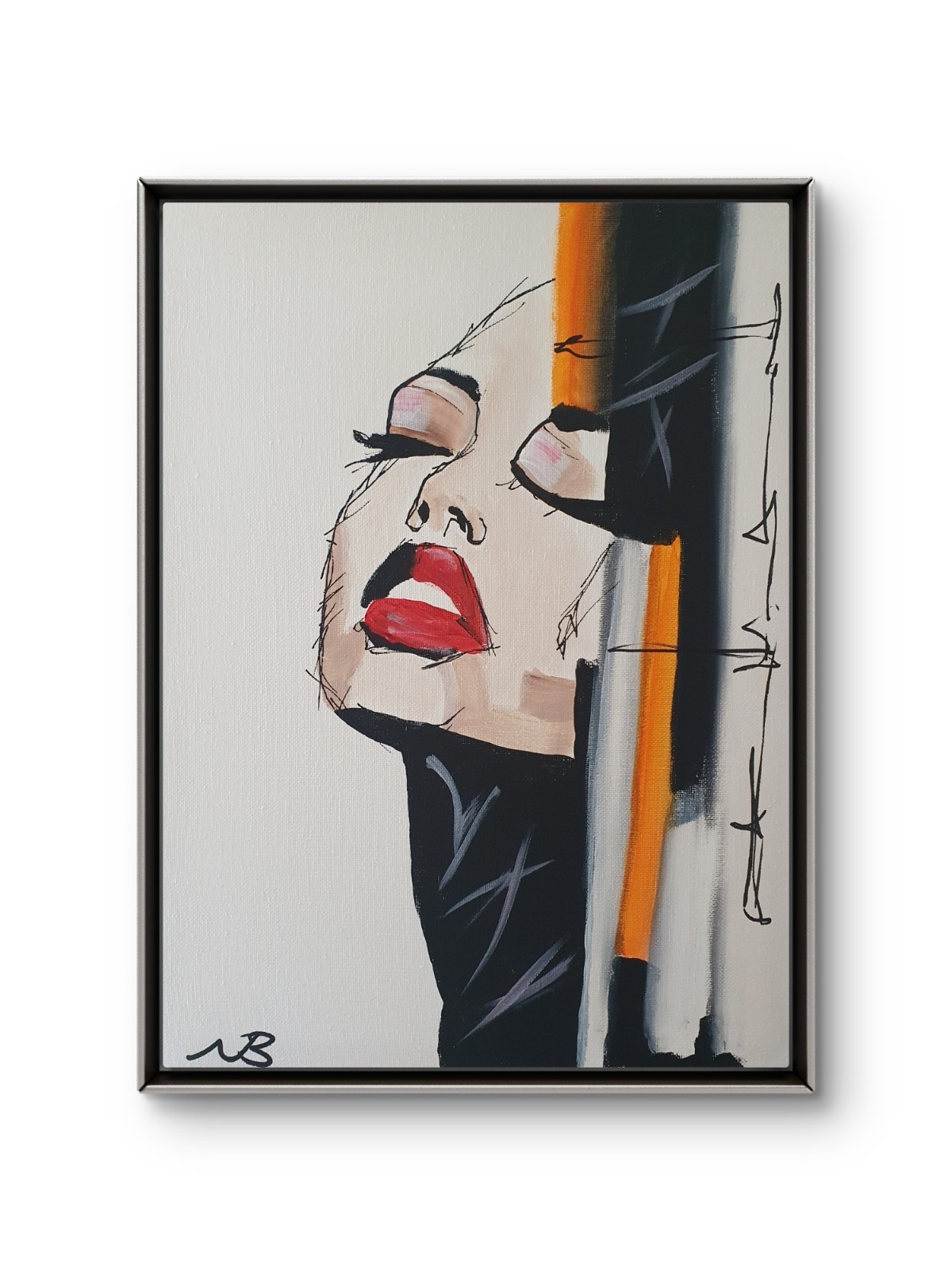 FEMALE PORTRAIT 12×16 MODERN ABSTRACT FACE EXPRESSIONISM ACRYLIC ART HOME DECOR