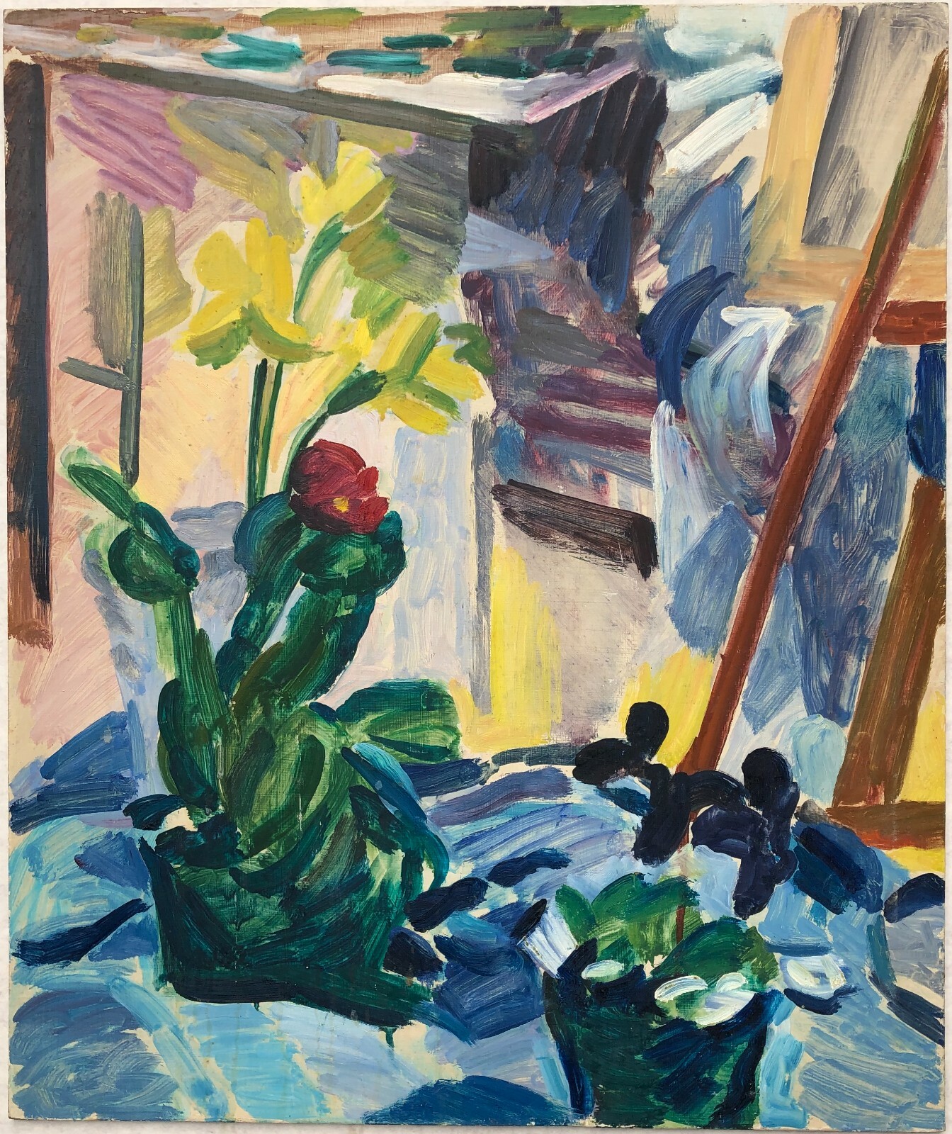 Studio Still Life & Model in Studio Fauvist 2-Sided Painting-1960s-I.L.Winarsky