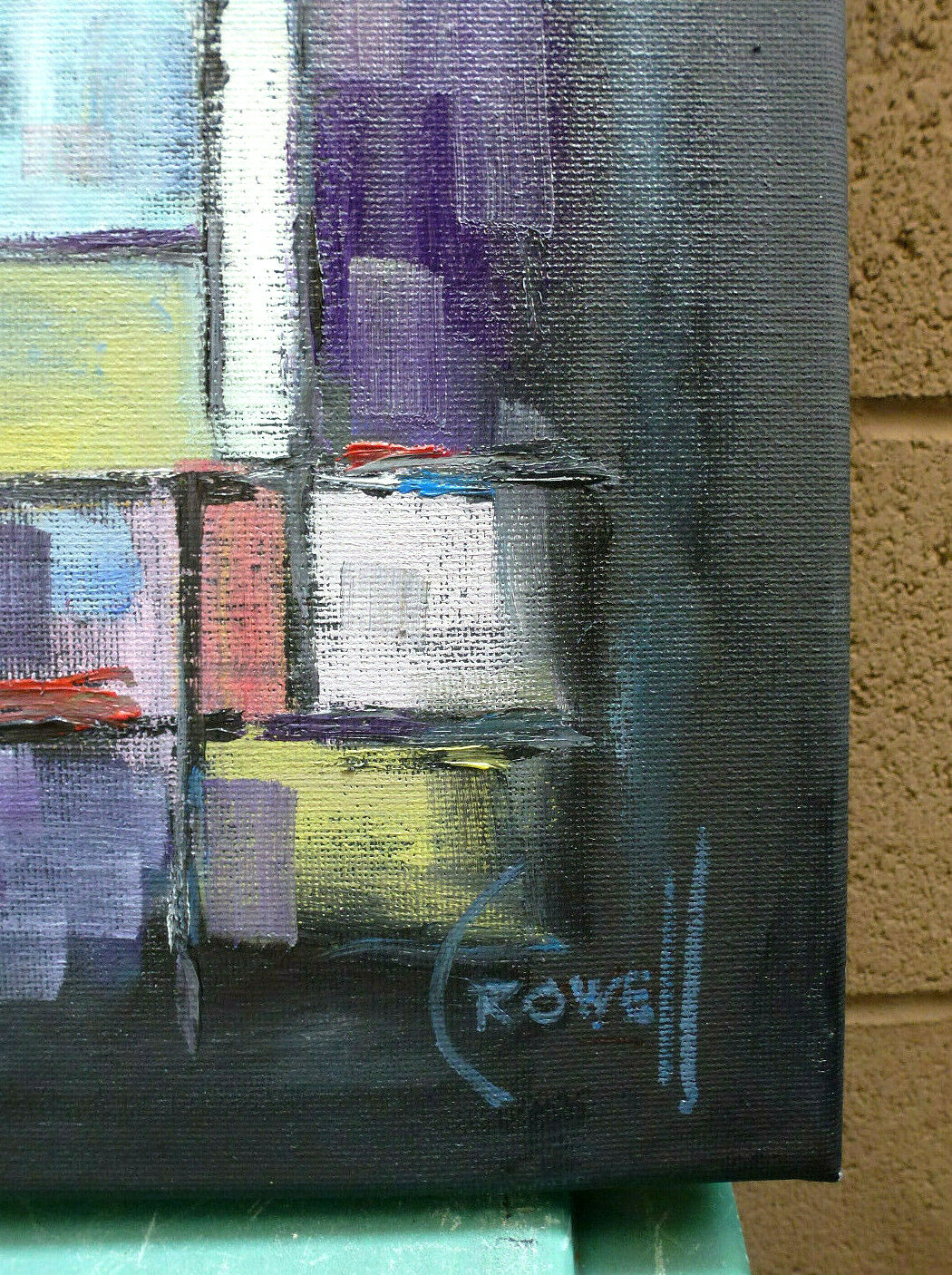 A DARK FOREST eyes NEW oil painting original 16×20 BLACK canvas signed Crowell