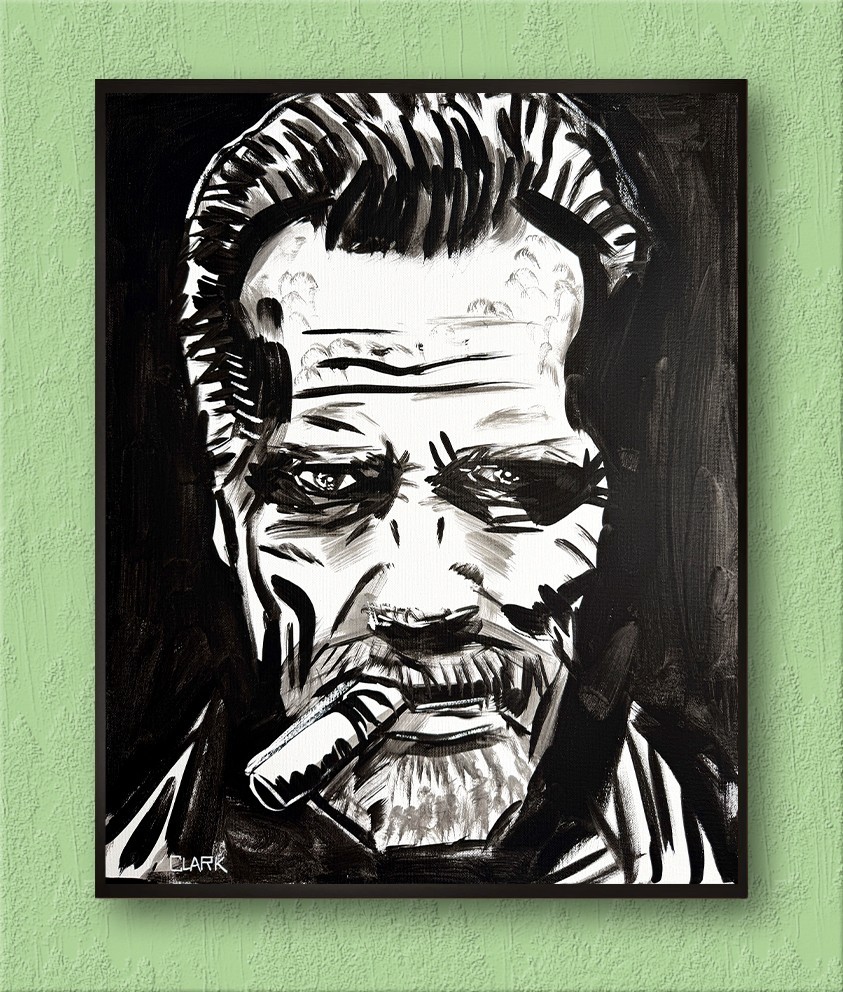 Unique Arnold Schwarzenegger Noir Style Portrait Acrylic Painting 20×16″ Canvas