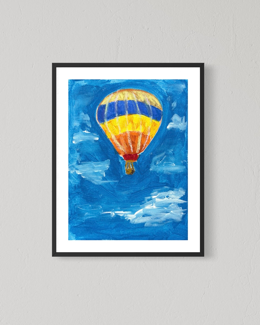 ORIGINAL Art Hot Air Balloon 8×10 Canvas Abstract Colorful Kids Wall Art