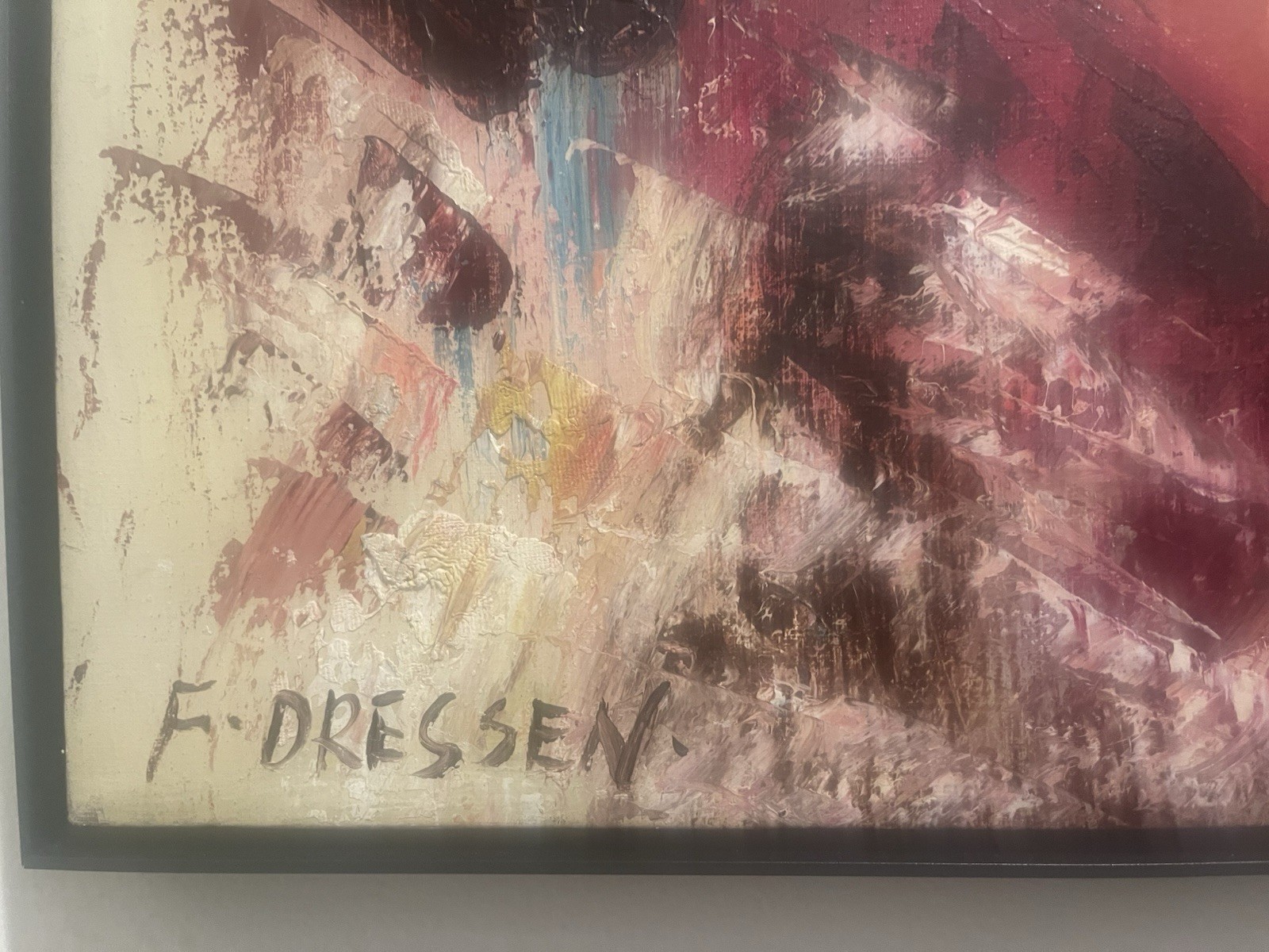 F. Dressen Impressionist Oil Painting Football Player Framed Canvas Art 24×20