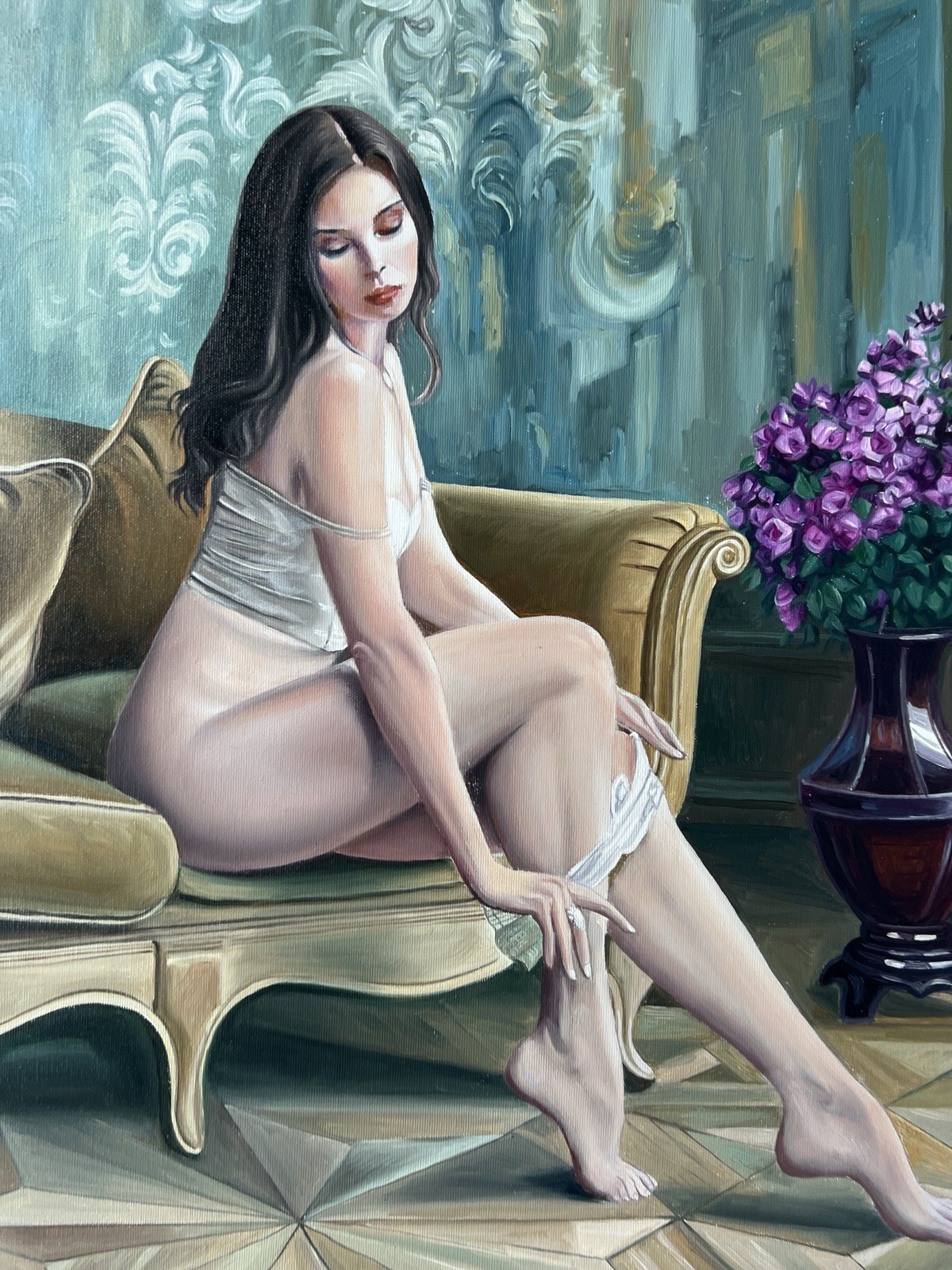 Original Oil Painting, Portrait, Female Figure, Modern Art 20×23,6 Inch