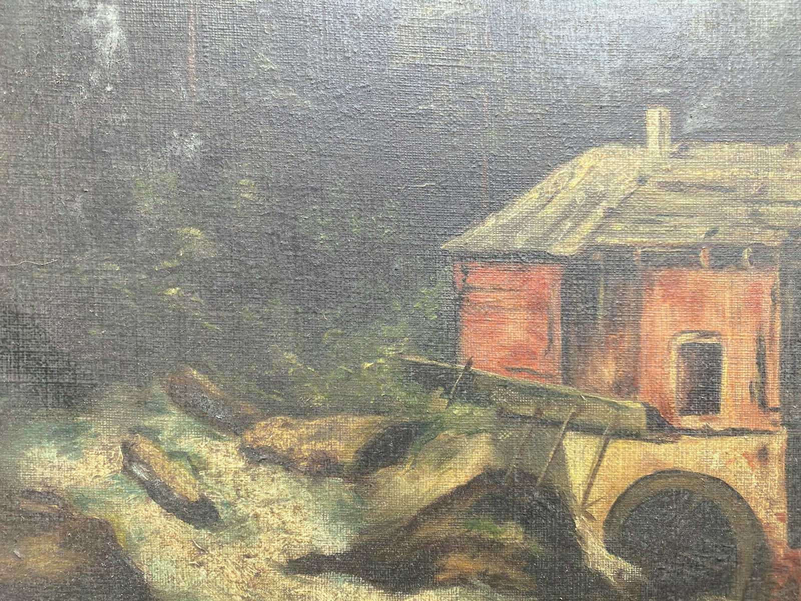 Oil Painting Mountain Stream Mill Gründerzeit Biedermeier Frame Antique Um 1880