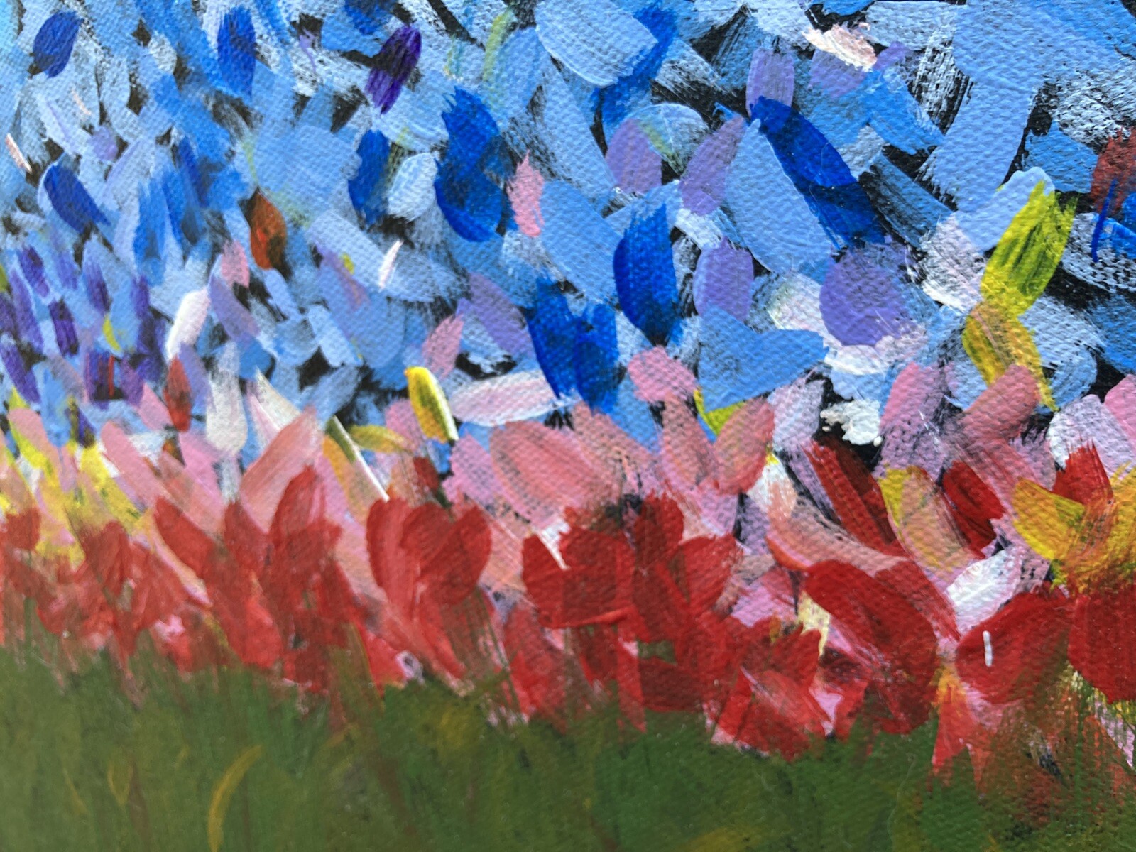 Lg Original Painting on Canvas Signed After Van Gogh Impressionist Garden Naive