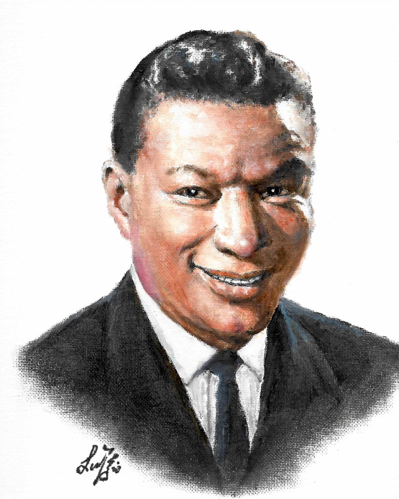 ❈ Original Oil Portrait Painting NAT KING COLE Singer Jazz Pianist Signed Art