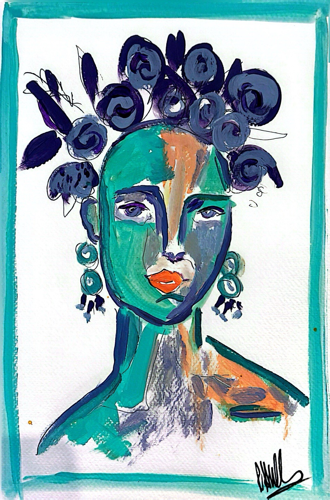 11×15 Woman 5 Unframed Signed Acrylic On Paper Multicolored Original Artwork