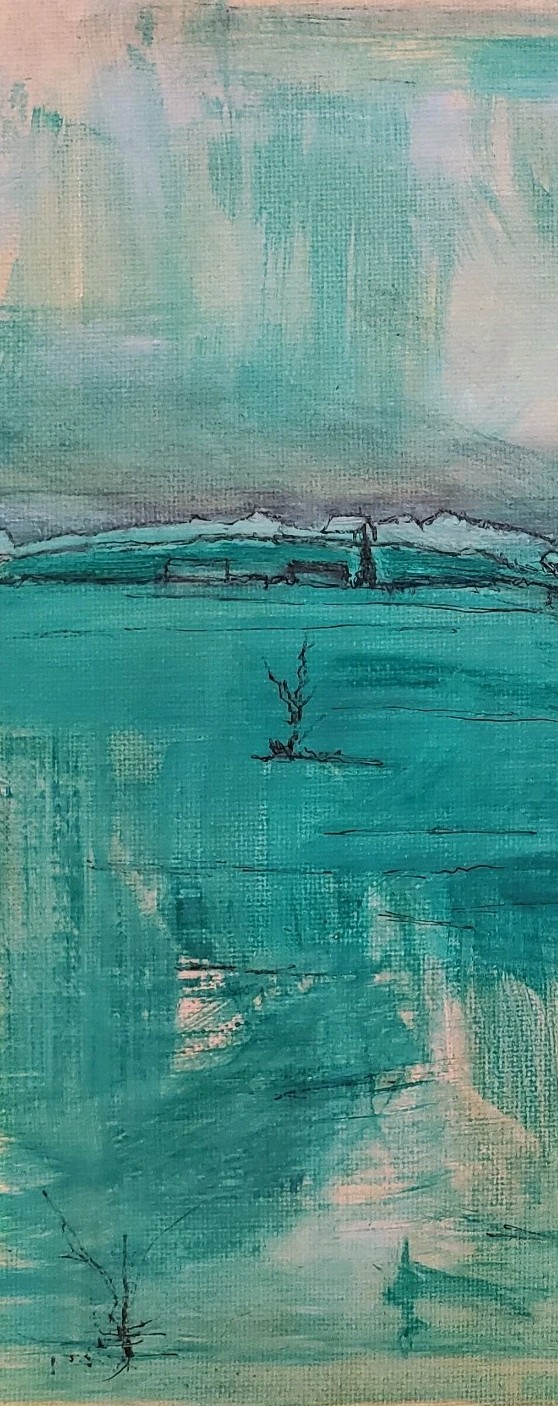 No.682 Original Abstract Minimal Landscape Painting By K.A.Davis
