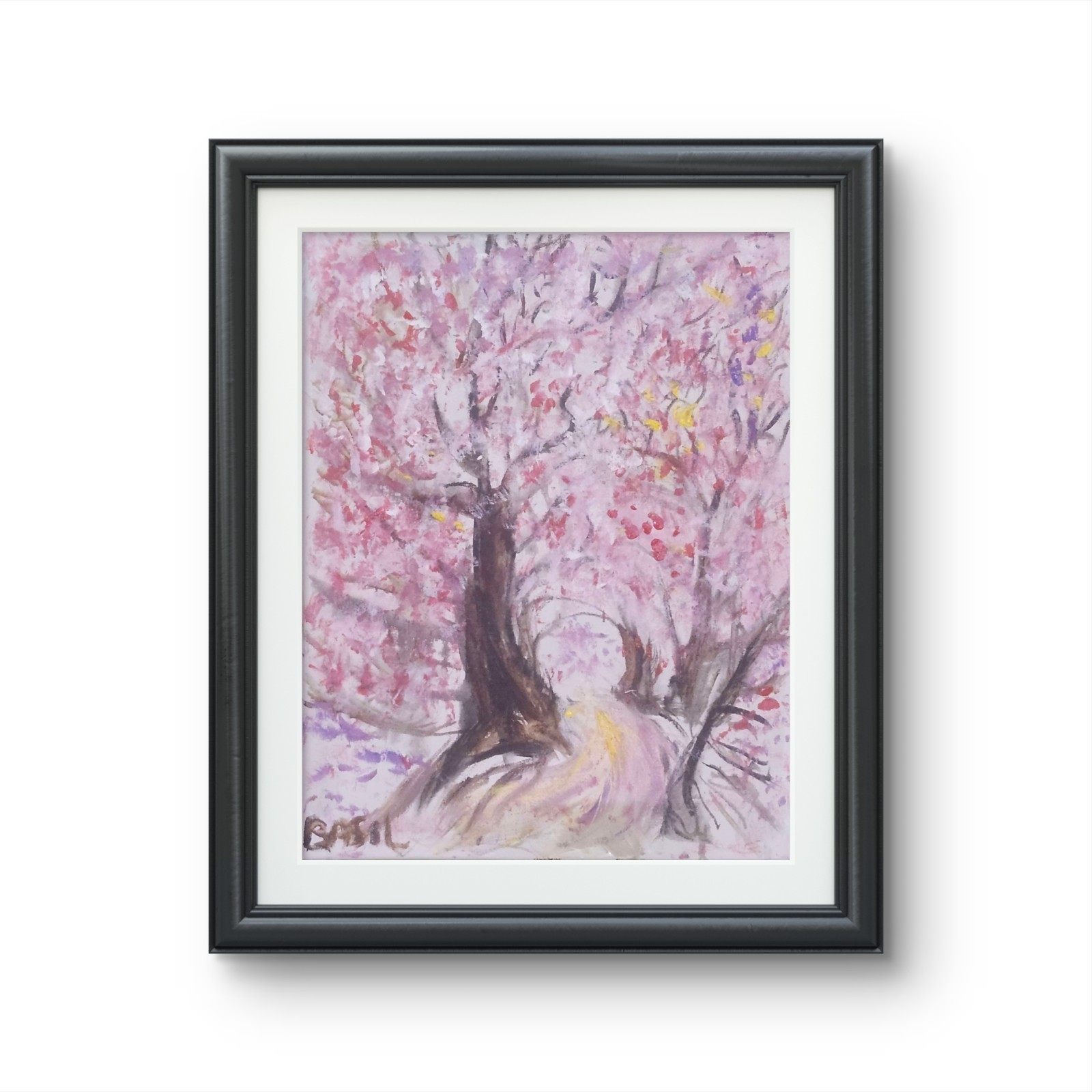 Cherry Blossom Walk Colorful Modern Art Acrylic Painting Canvas 11×14